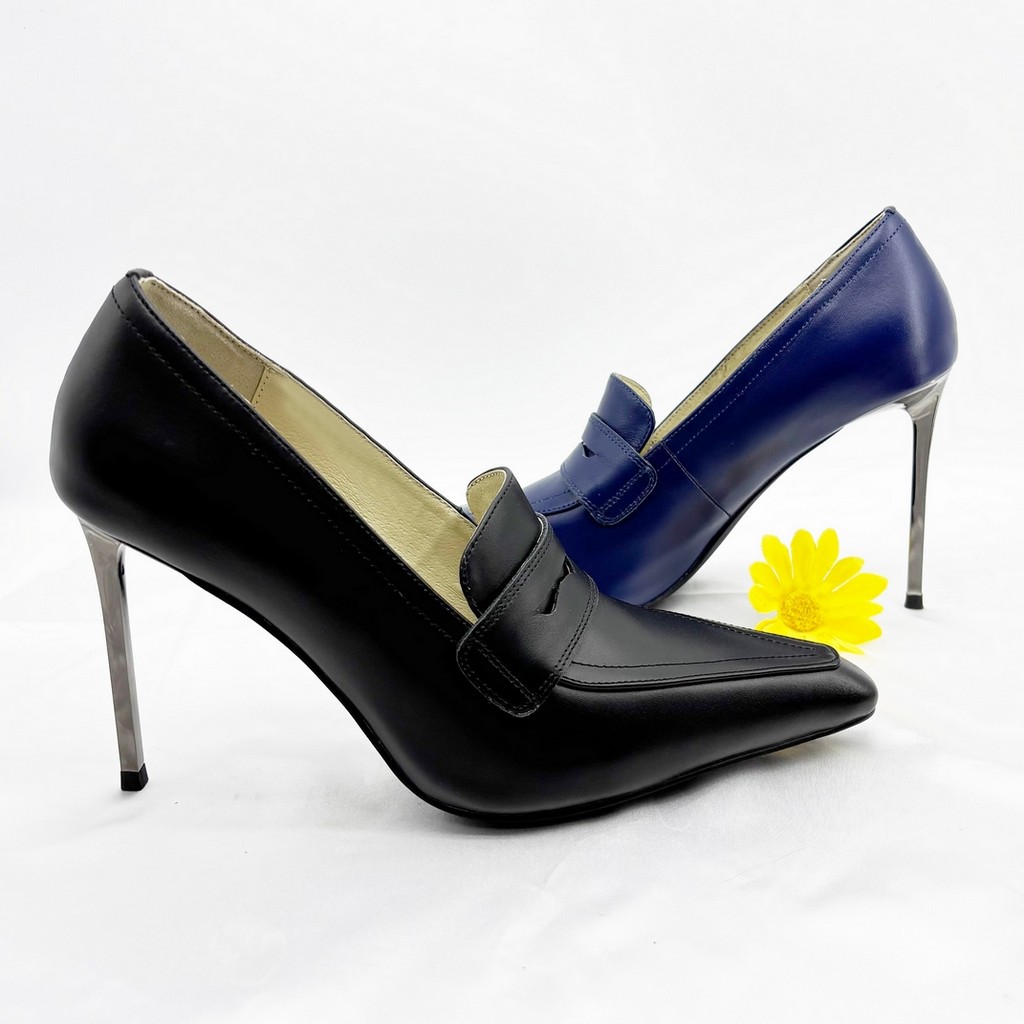 Chic Leather High - Heel Loafers for Fashion Enthusiasts
