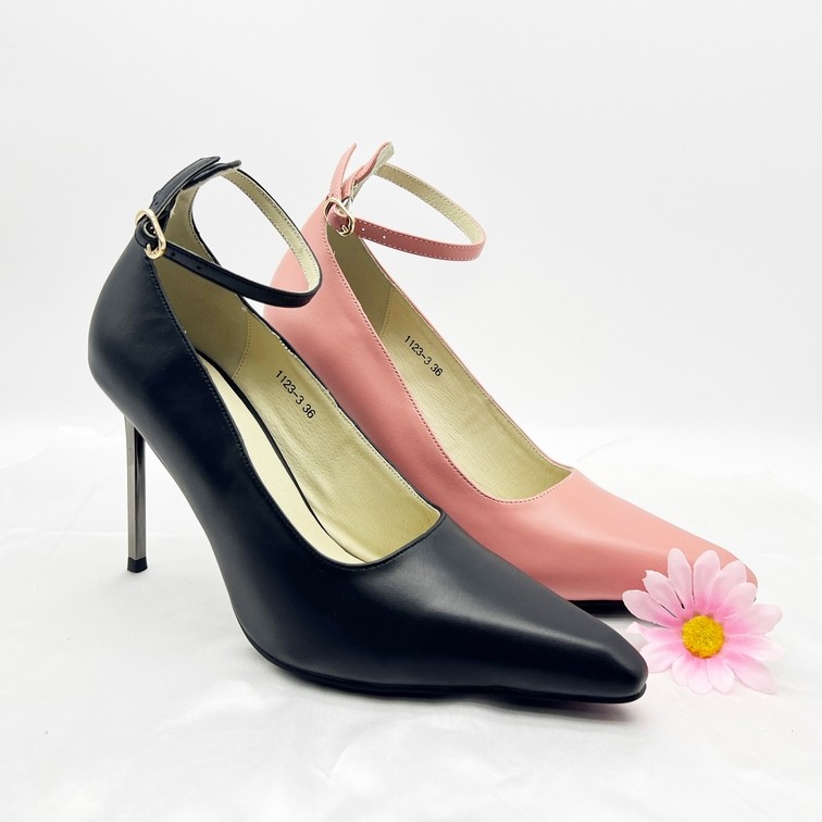 Elegant Ankle - Strap Leather High Heels for Women