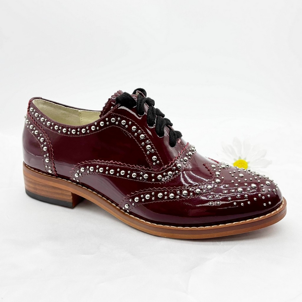 Studded Patent Leather Brogue Oxfords - Luxury Statement Shoes